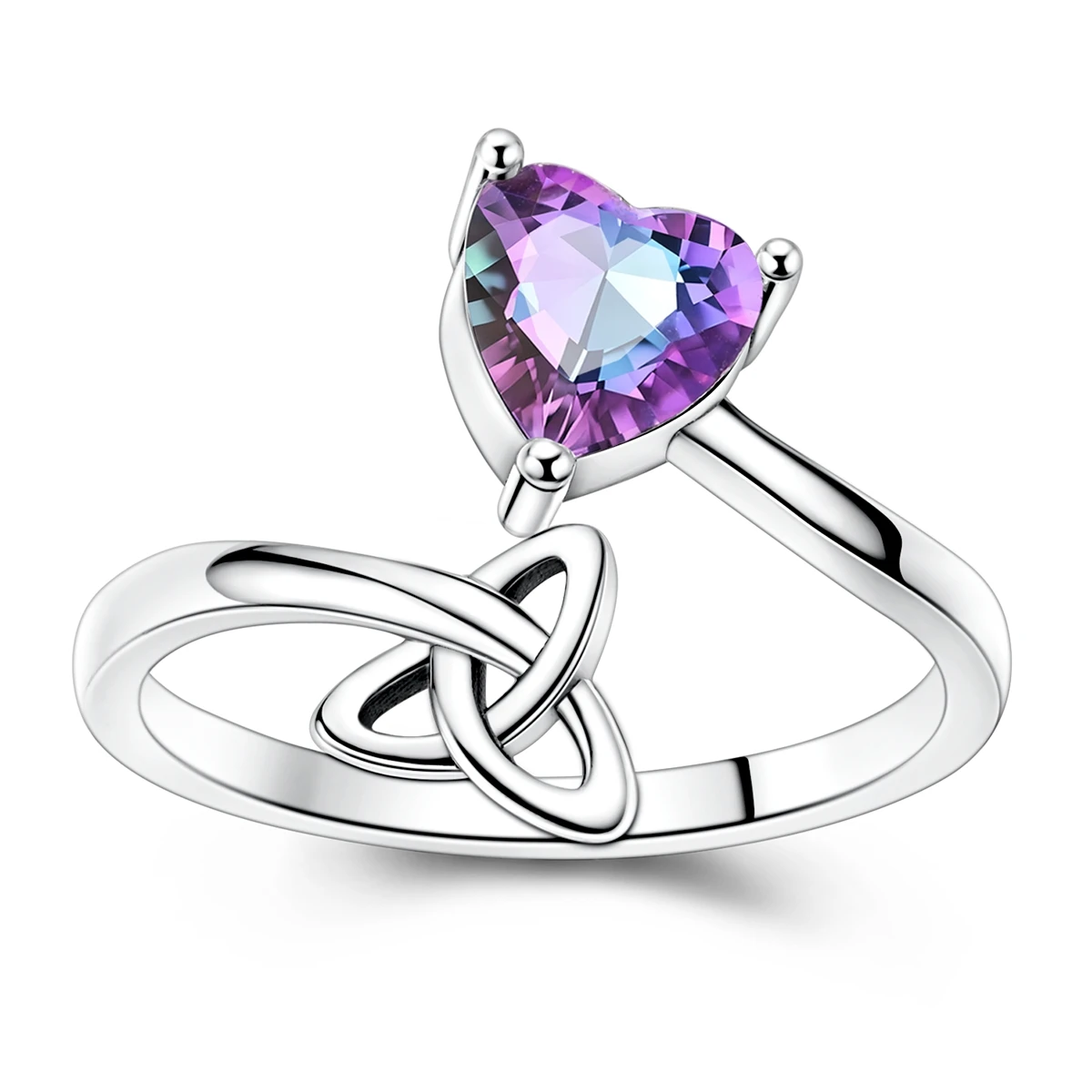 Women's 925 Sterling Silver Adjustable Iris Flower Feather Ring